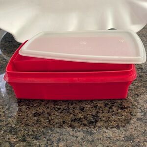Tupperware Vintage 1970's 3 Piece Stow N Go- Craft/Hobby Box (Red) with Lid, 769